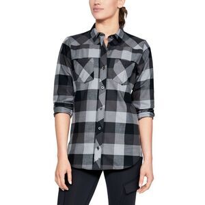 Women’s Under Armour button up collared shirt Gray And Black Flannel Size Lg